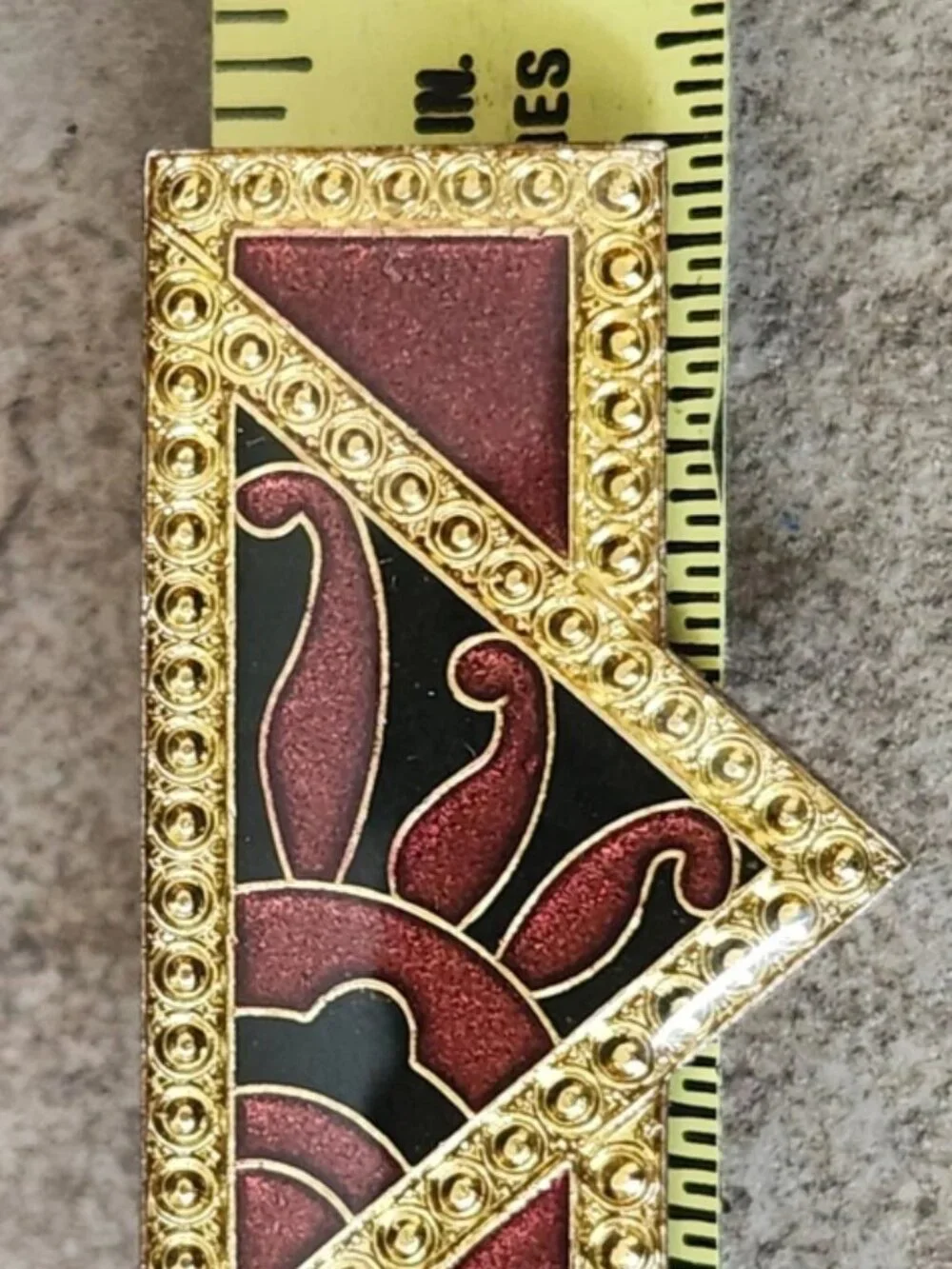Vtg 1970s Pierre Bex Art Deco Revival Enamel Bar Brooch Pin Geometric Sun Motif - Picture 3 of 14